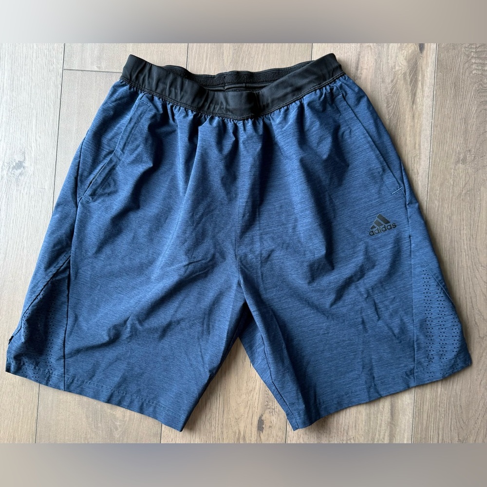 ADIDAS DARK BLUE HYBRID SWIMMING TRUNKS/CASUAL SHORTS W ZIPPERED POCKETS, L